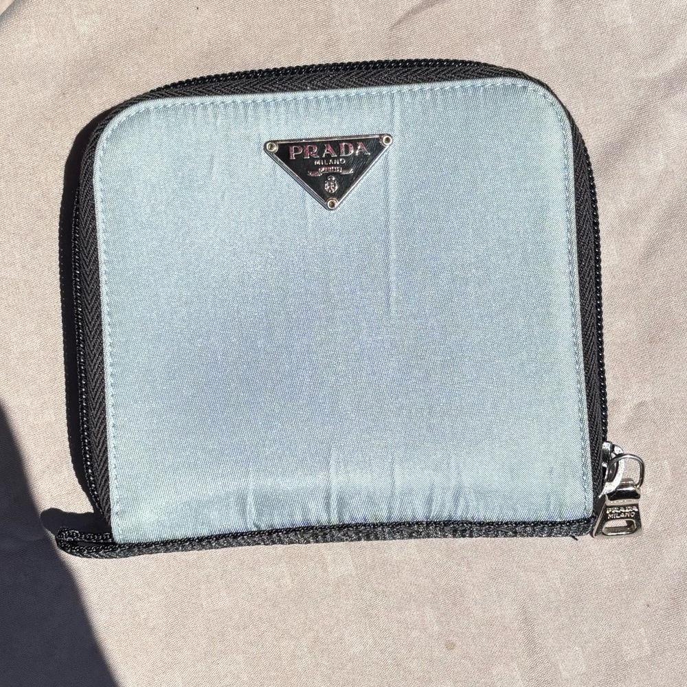 Authentic Prada Nylon Gray and Black Wallet
